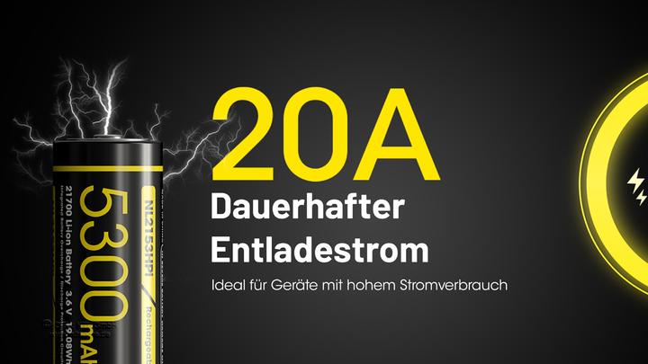Produktbild Nitecore Li-Ion Akku 21700, 5300mAh, NL2153HPi (1 Stk., 21700, 5300 mAh)