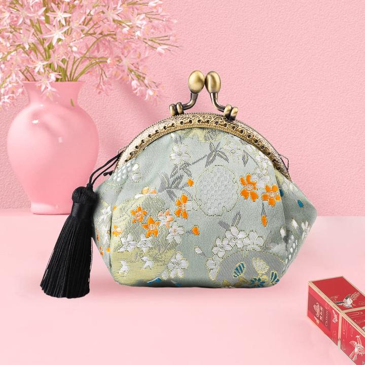 Actual product image Only-Bags.Store Porte-monnaie floral Portefeuille avec fermeture à clip Fermeture à clic