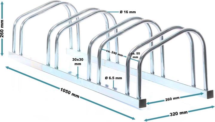 Actual product image Toboli Bicycle Stand for 4 Bikes Multiple Rack Made of Galvanised Steel for Indoor and Outdoor