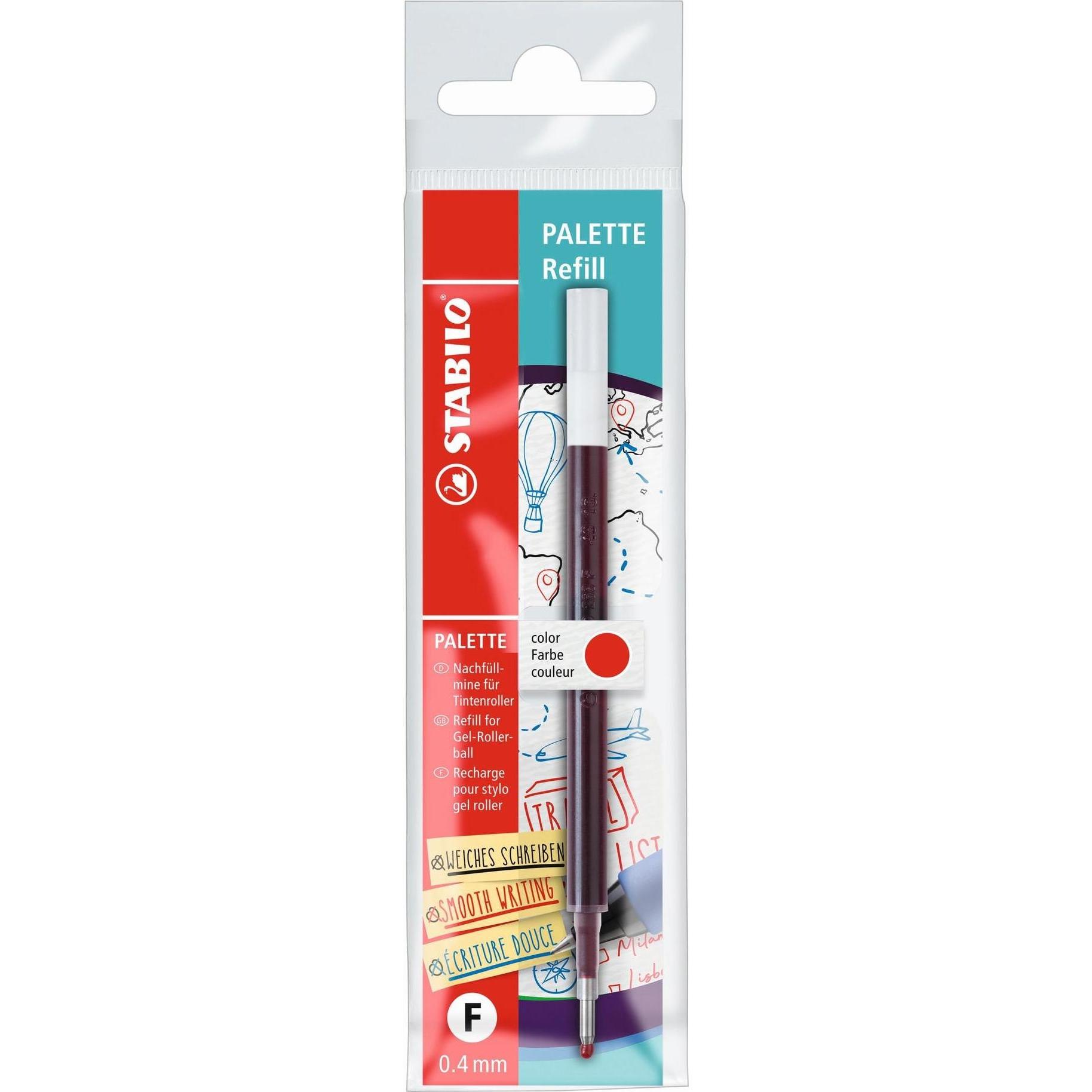 10x STABILO, Ersatzpatrone, Palette Refill Nachfüllpatrone (Ersatzmine, Rot, 0.40 mm)