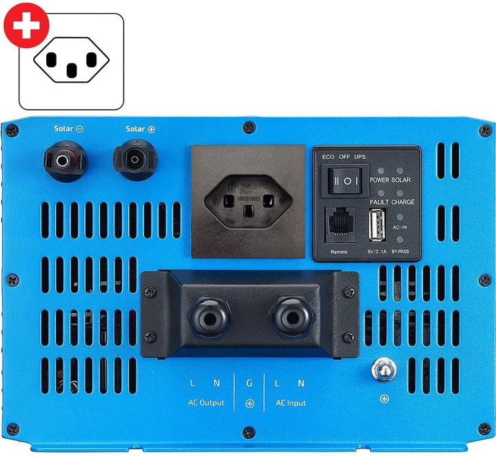 Immagine prodotto Ective SSI 10 Sinus-Wechselrichter 1000W 12V mit Netzvorrang, Ladegerät & MPPT Laderegler (CH-Stecker)