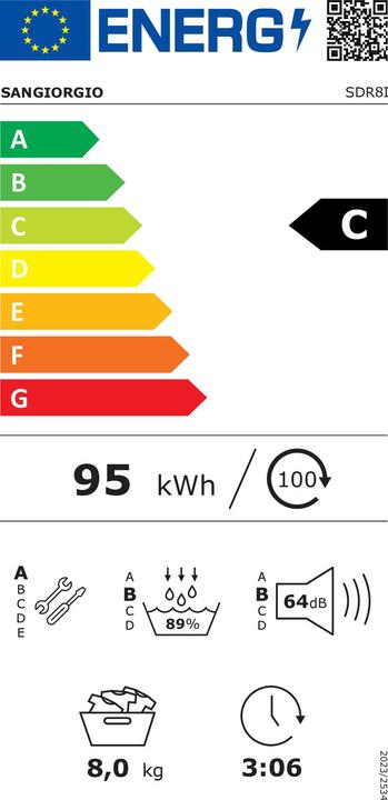 Energie-Label SanGiorgio San Giorgio SDR8I Wäschetrockner 8 kg a (8 kg, Links)