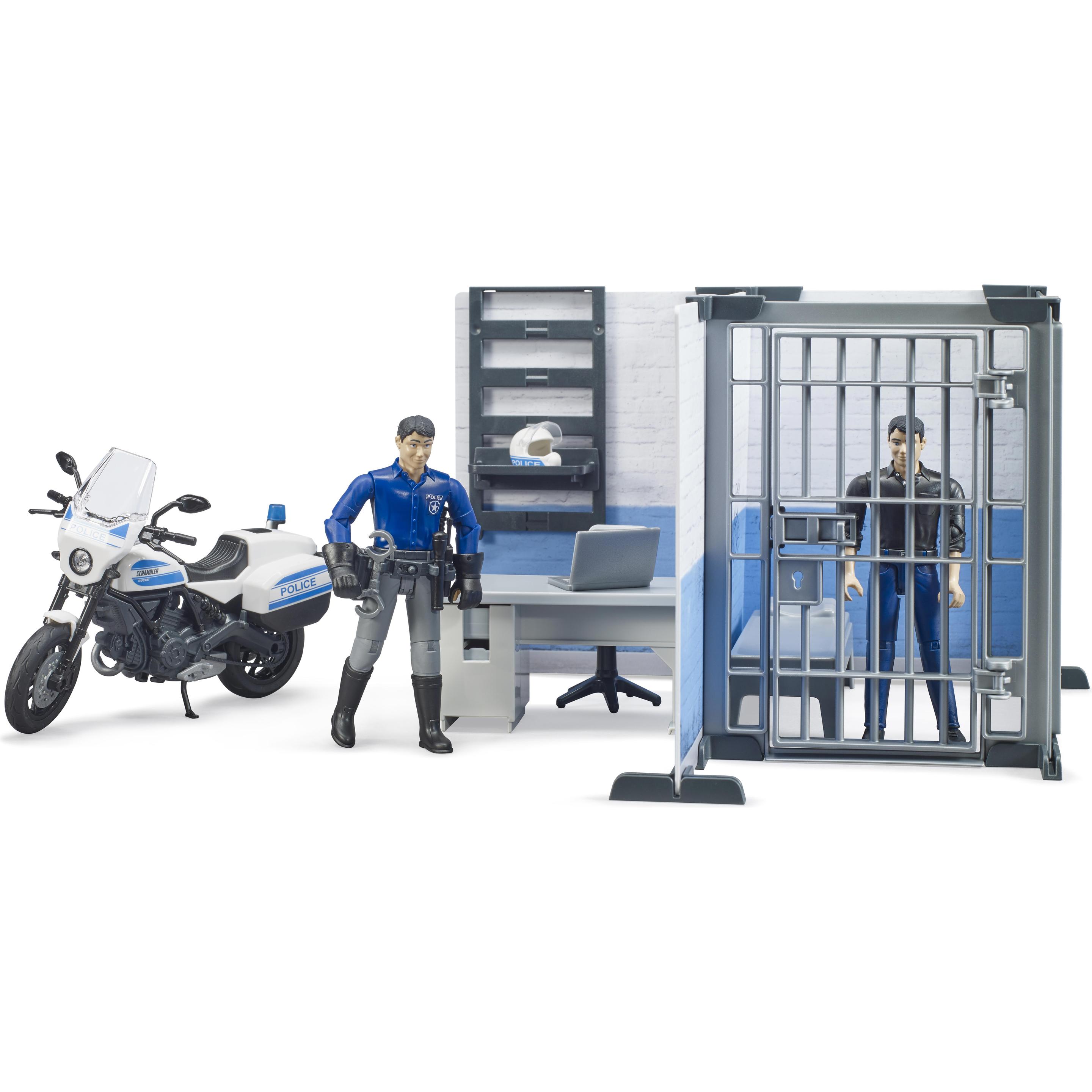 Bruder Polizeistation mit Polizeimotorrad