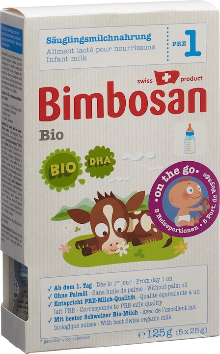 Actual product image Bimbosan Bio 1 Säuglingsmilch Reiseportionen (125 g, from birth)