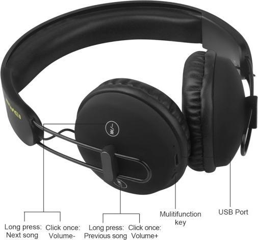 Actual product image Awei Bluetooth headphones A800BL black (ANC, 5 h, Wireless)