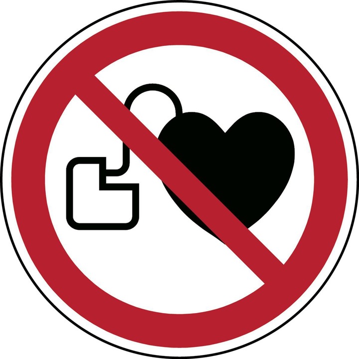 Actual product image Brady ISO safety sign - Prohibition for persons with pacemakers