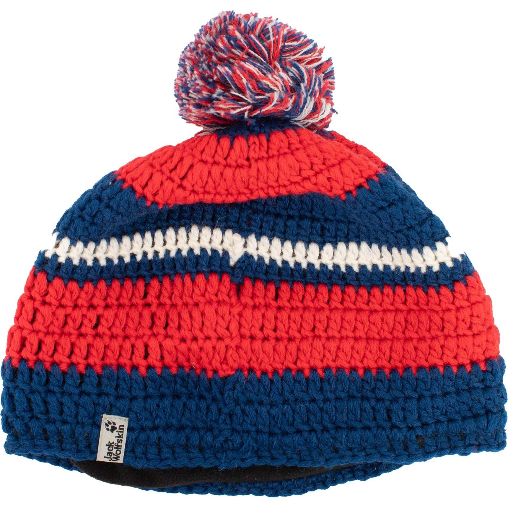 Jack Wolfskin, Mütze, Crochet Cap Mütze Winter Bommelmütze Strickmütze, Blau