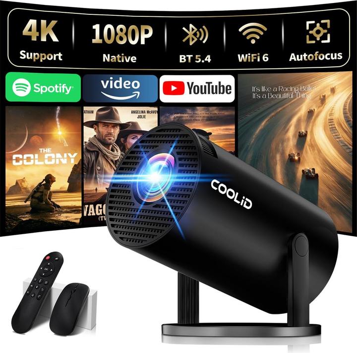 Actual product image Coolid Mini Beamer mit 4K-Unterstützung und 5G WiFi 6 (Full HD, 1400 lm)