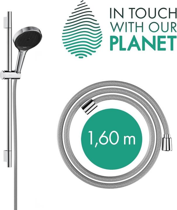 Produktbild hansgrohe Rainfinity Brauseset 130, EcoSmart, 3jet, S Puro Brausestange 650mm, 28746 (3 Strahlarten, 8.50 l/min)