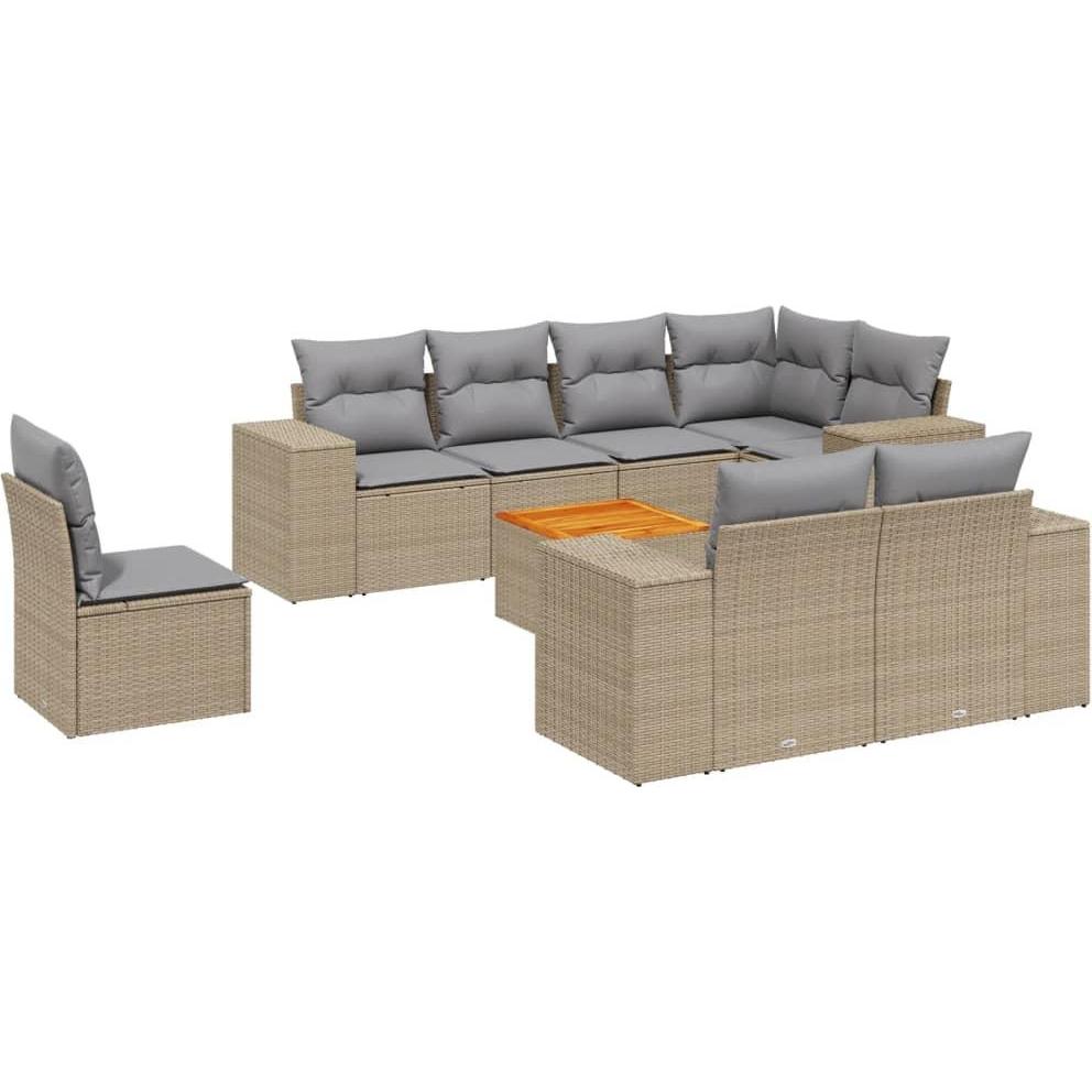 VidaXL, Gartenlounge, 10-tlg. Garten-Lounge-Set mit Kissen