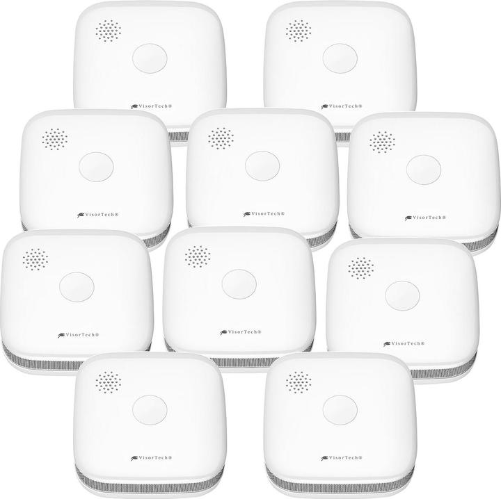 Image du produit VisorTech Lot de 10 détecteurs de fumée sans fil interconnectables par radio