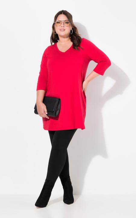 Produktbild Ulla Popken Longshirt, Ziernähte, A-Linie, V-Ausschnitt, 3/4-Arm (68)