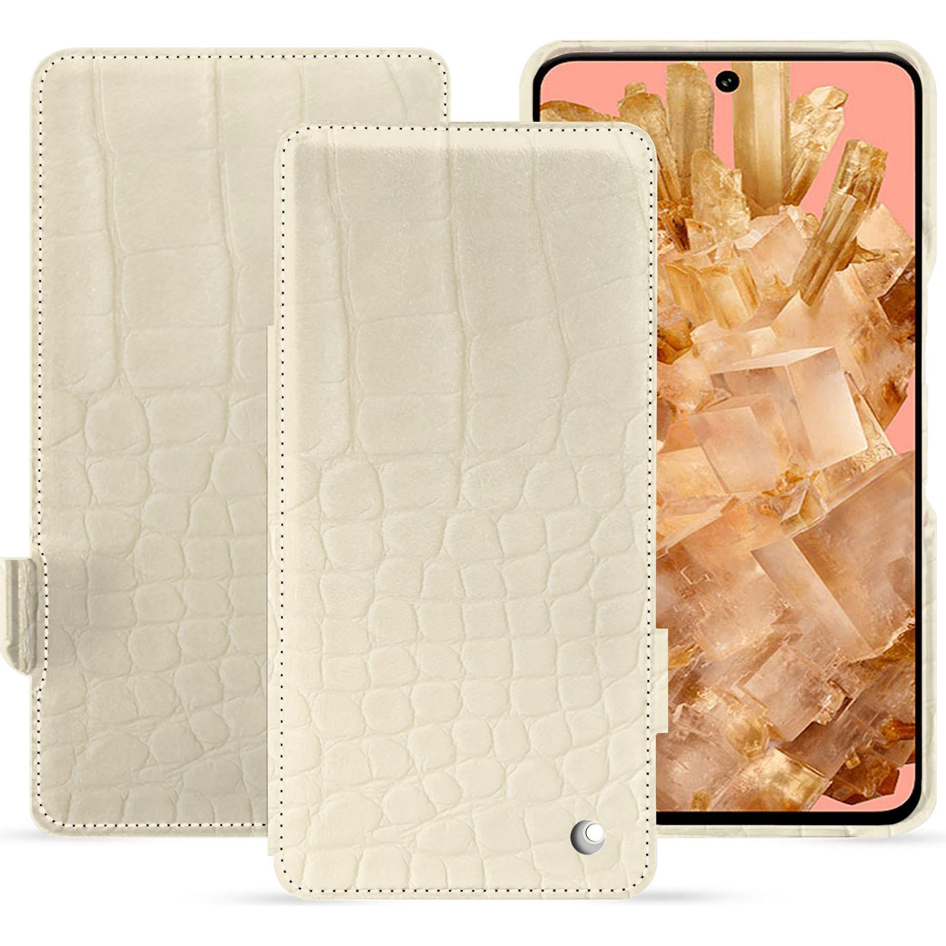 Noreve Lederschutzhülle horizontal (Google Pixel 8), Smartphone Hülle, Beige