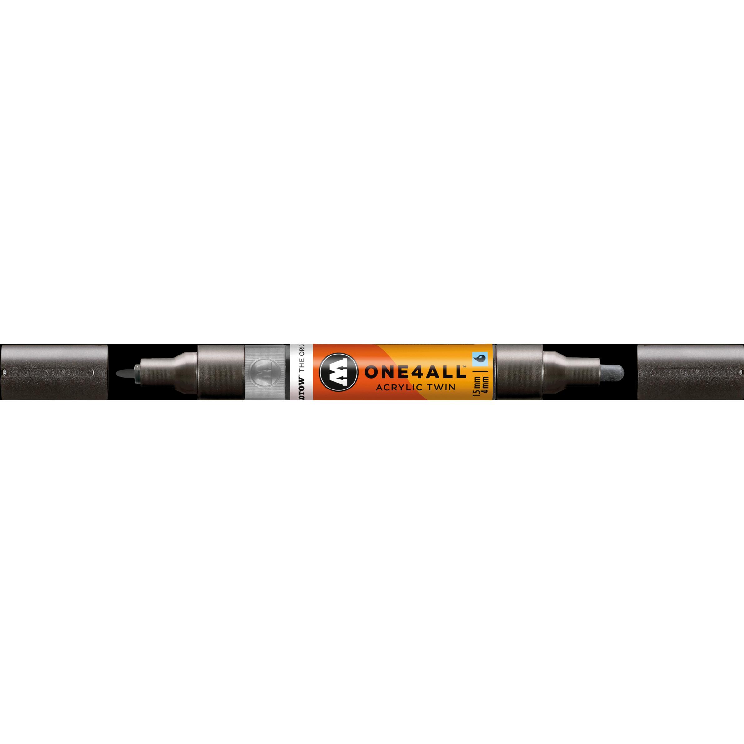 Molotow, Marker, Marqueur pour Maquettes - One4All Twin - Acrylique Métalli-Noir - 1,5/4mm - -223 - 15 cm (Metallic Schw...