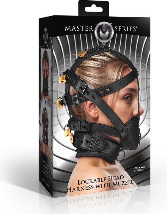 Image du produit XR Brands Lockable Head Harness with Muzzle - Black