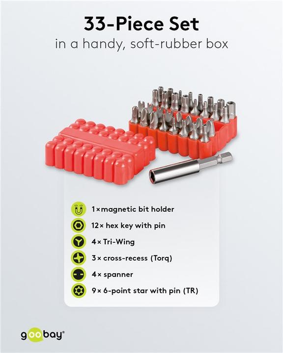 Immagine prodotto FixPoint Set di bit universale da 33 pezzi per tutte le viti comuni (Esagono incassato TX)