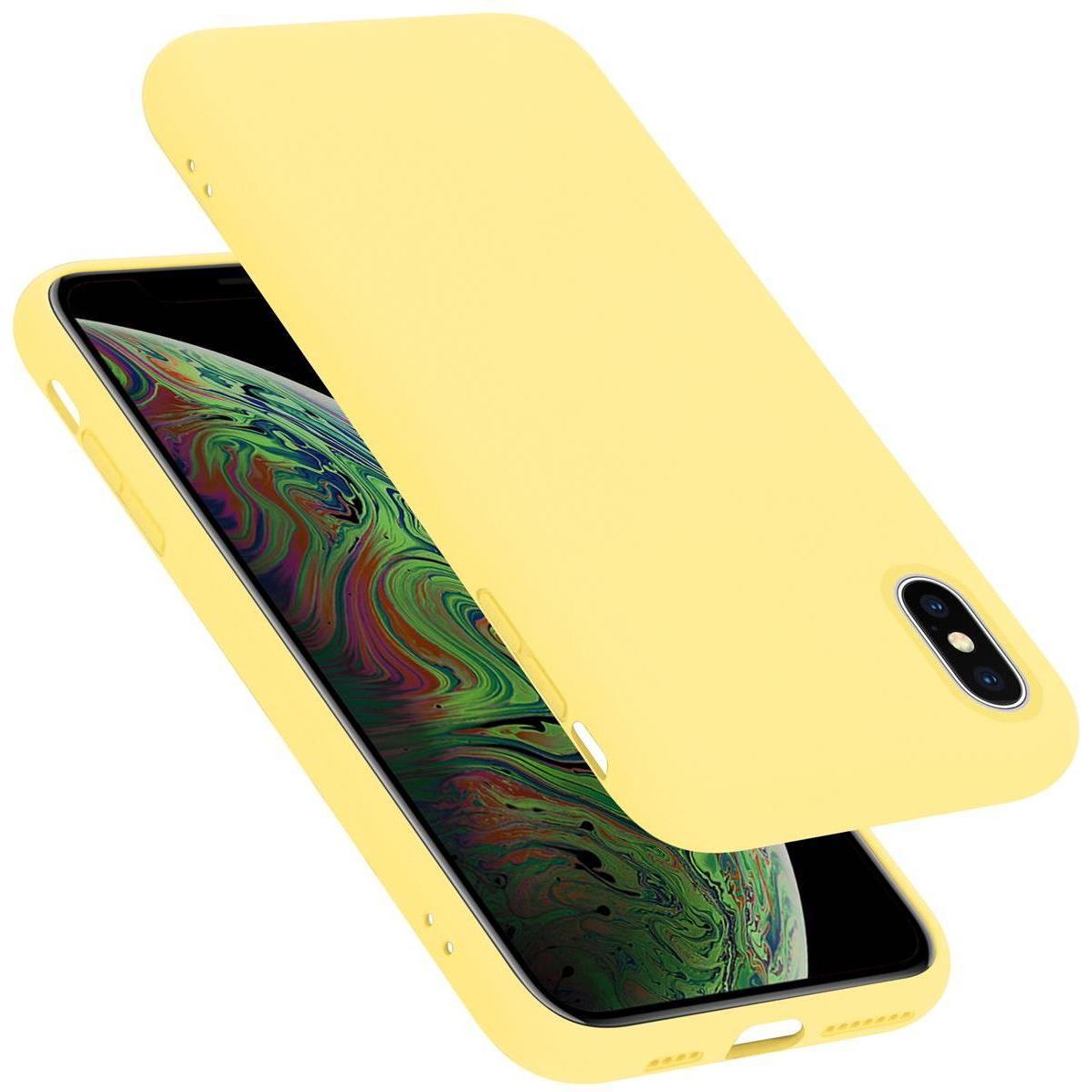 Cadorabo TPU Liquid Silicone Case Cover (Apple iPhone XS Max), Smartphone Hülle, Gelb