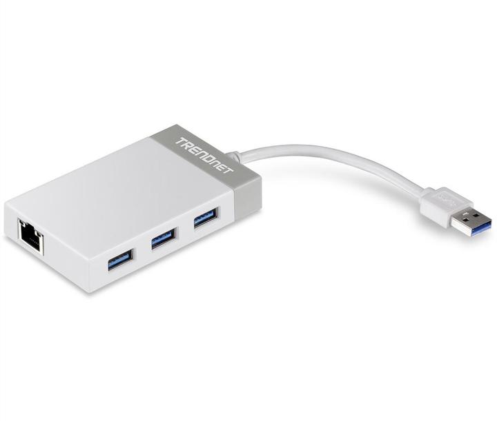 Actual product image Trendnet TU3-ETGH3 USB 3.0 to Gigabit Adapter + USB Hub (USB-A, 4 ports)