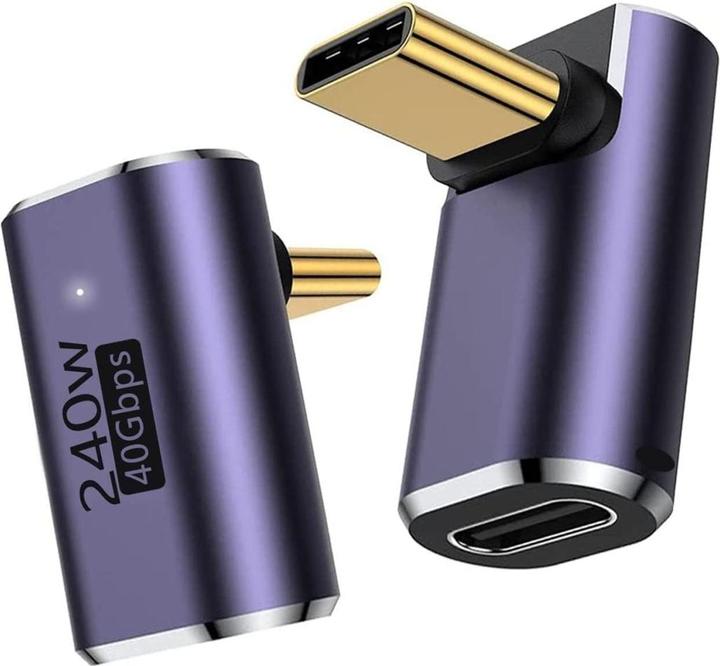 Immagine prodotto PowerGuard Adattatore USB-C ad angolo di 90 gradi su/giù USB4 40 Gbit/s 240W maschio/femmina (USB-C)