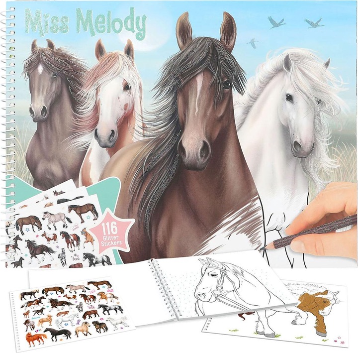 Actual product image Magni DEPESCHE Miss Melody colouring book horse dreams with stickers