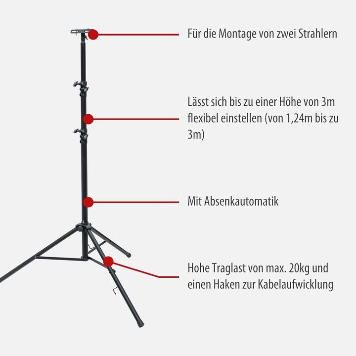 Produktbild Brennenstuhl Teleskop Stativ ST 302 für Baustrahler höhenverstellbar bis 3m (Metall)