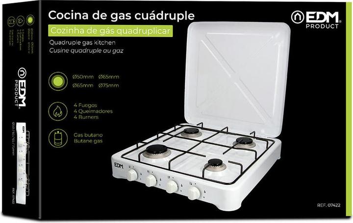 Actual product image EDM 4-Pits Gaskooktoestel - Camping - Wit - 50x50x12cm (7422)