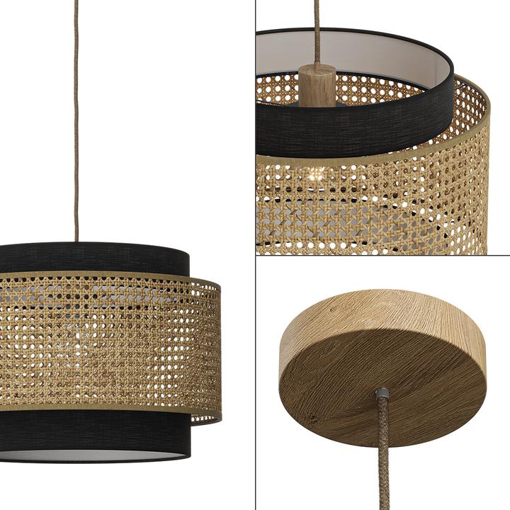Actual product image Vicco Ceiling lamp Morten, Rattan/black, 45 x 31 cm (E27)