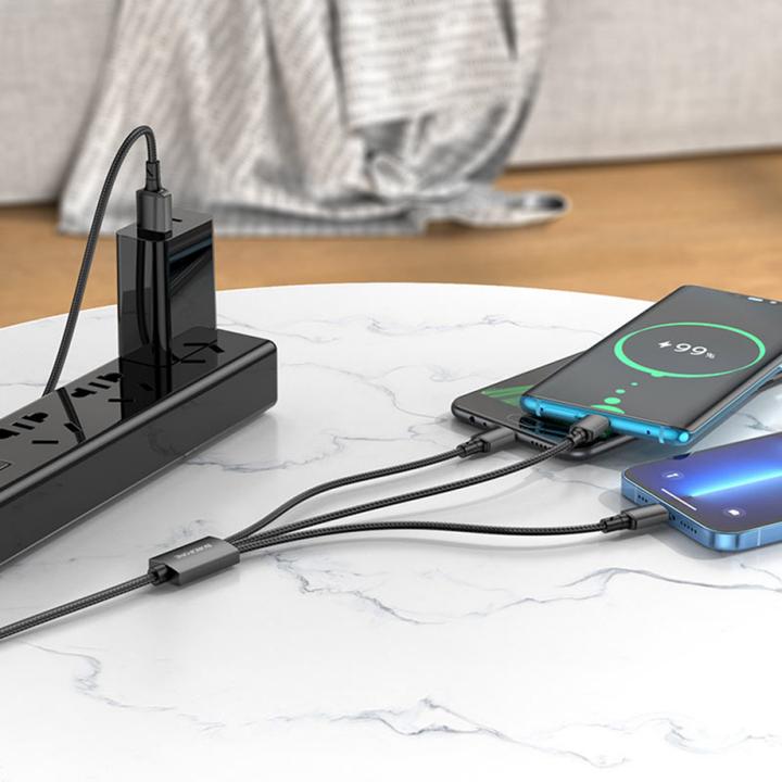 Image du produit Borofone USB-A vers Lightning / microUSB / USB-C Cable BX72, 18W, 2A, 1m, Noir (1 m, 18 W)