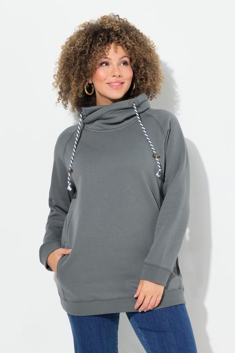 Image du produit Ulla Popken Sweat-shirt à col montant et évasé. Poches et manches raglan. (62)