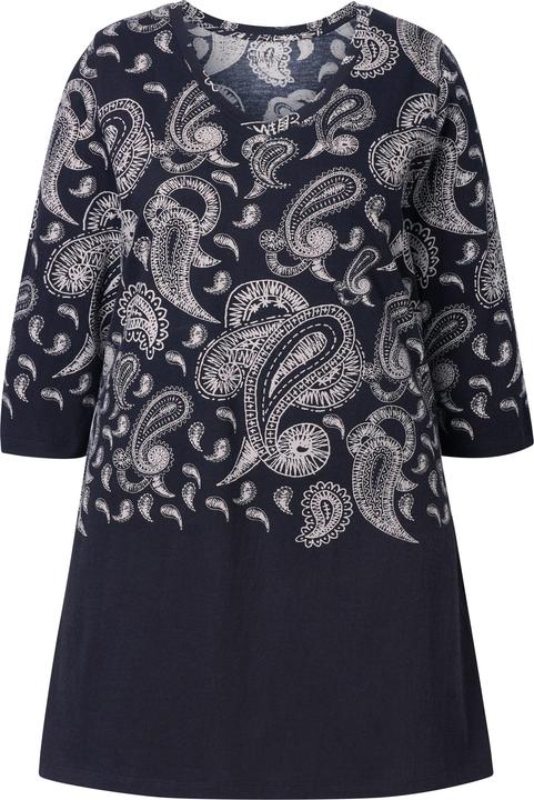 Actual product image Ulla Popken Paisley Placement Print A-Line Knit Tunic (68)