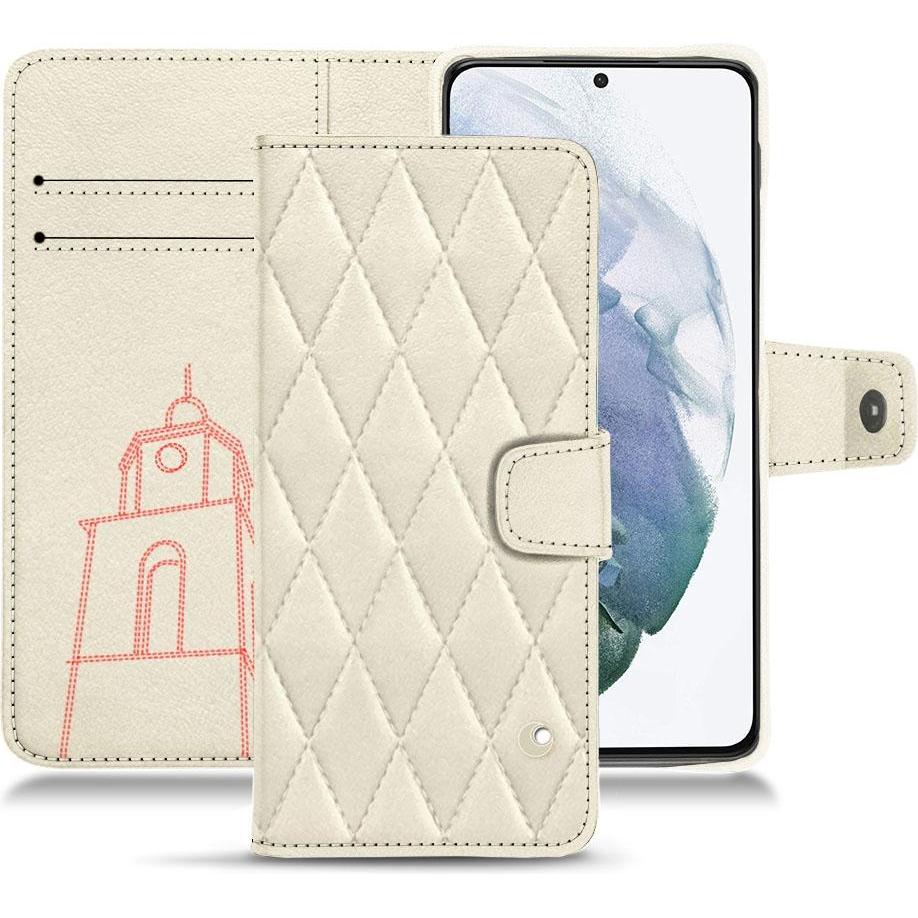 Noreve Lederschutzhülle Wallet (Samsung Galaxy S21+), Smartphone Hülle, Weiss