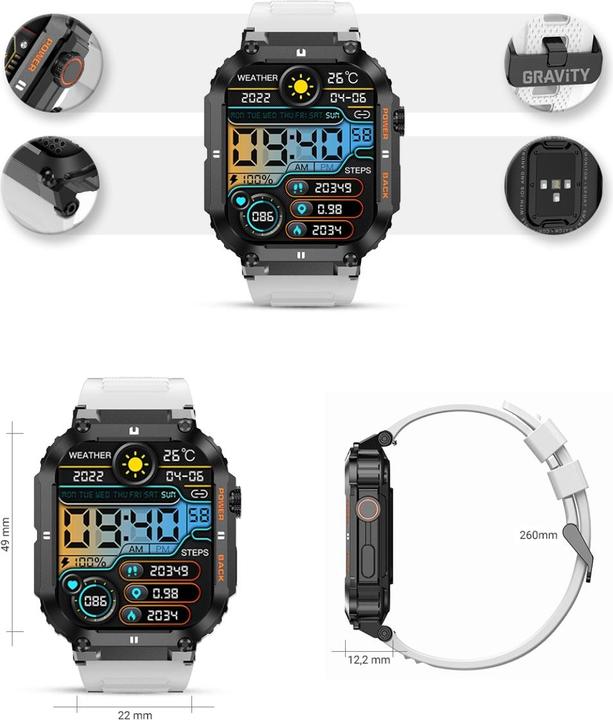 Image du produit Gravity SMARTWATCH MĘSKI GT6-8 - WYKONYWANIE POŁĄCZEŃ, MONITEUR SNU (sg020h) (42 mm)