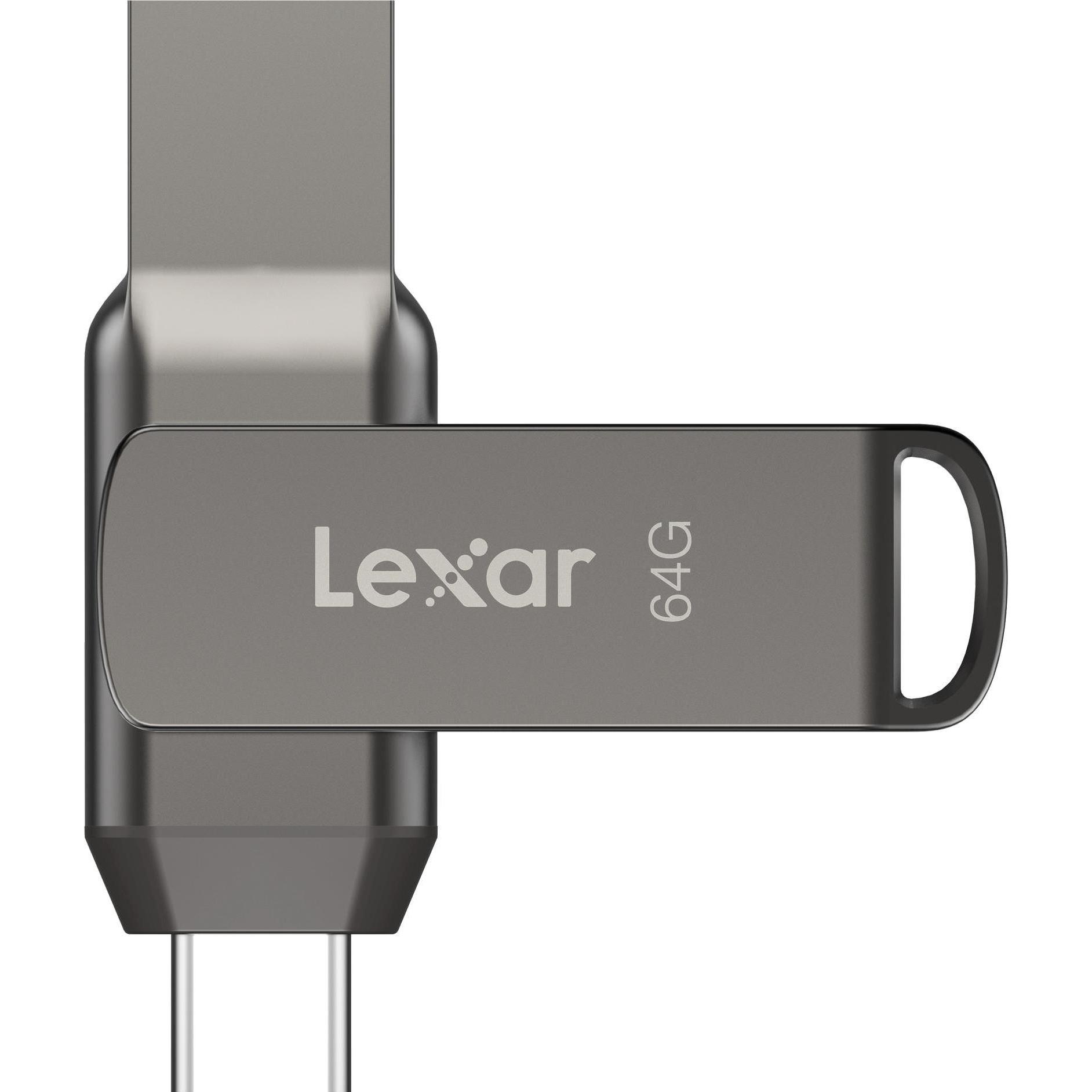 Lexar JumpDrive Dual Drive D400 (64 GB, USB-C, USB-A), USB Stick, Silber