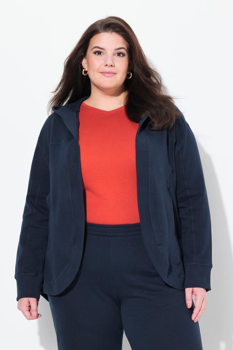 Image du produit Ulla Popken Veste à capuche en molleton de coton bio, coupe ouverte (58)
