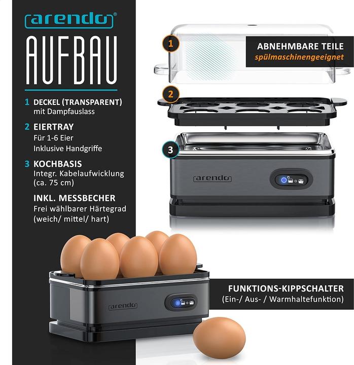 Actual product image Arendo Egg boiler A: Cool Grey
