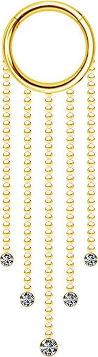 Actual product image Star Piercing Micro Segmentring klappbar vergoldet Anhänger fünf Kugelketten Zylinder Kristall silber (without brass, Surgical steel 316L)