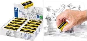 Produktbild Staedtler Kunststoff-Radierer Noris, weiss, 20er Display mit Schiebe-Manschette in gelb/schwarz, einzeln in