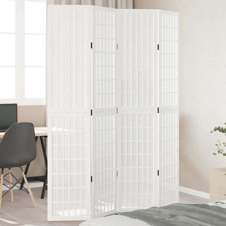 Image du produit vidaXL Séparation de pièce Paravent Paroi espagnole 4 pcs. blanc bois massif