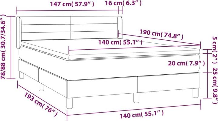 Immagine prodotto vidaXL Boxspringbett (140 x 190 cm)