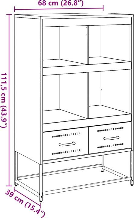 Image du produit vidaXL Buffet haut 68,5 x 39 x 111,5 cm Laminée à froid (39 x 39 x 111,5 cm)