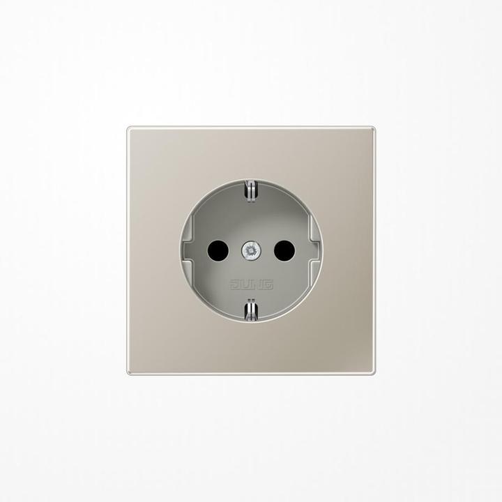 Productafbeelding JUNG Wandcontactdoos met randaarde, 16 A 250 V , zonder klauwen, serie LS, roestvrij staal ES1520N