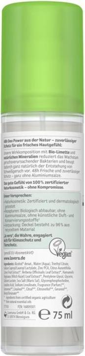 Actual product image Lavera Deo Spray Natural Refresh Bio Limette (Spray, 75 ml)