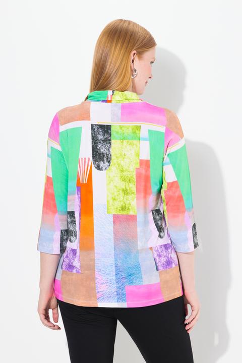 Immagine prodotto Ulla Popken Maglia in tessuto fluente con stampa, scollo a goccia e maniche a 3/4 (50, 52)