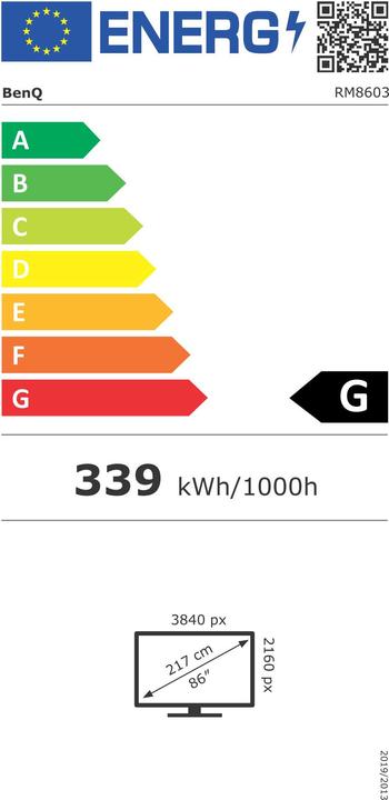 Label énergétique BenQ RM8603 (3840 x 2160 pixels, 86")