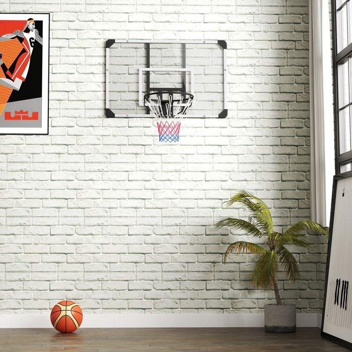 Actual product image Swisshandel24 Basketballkorb, Basketballbrett mit Korb, Wandmontage, für Outdoor, Stahl, weiss
