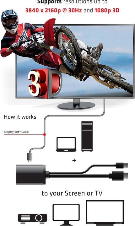 Produktbild Club 3D HDMI 1.4 auf DisplayPort1.1 Adapter (DP, 31 cm)