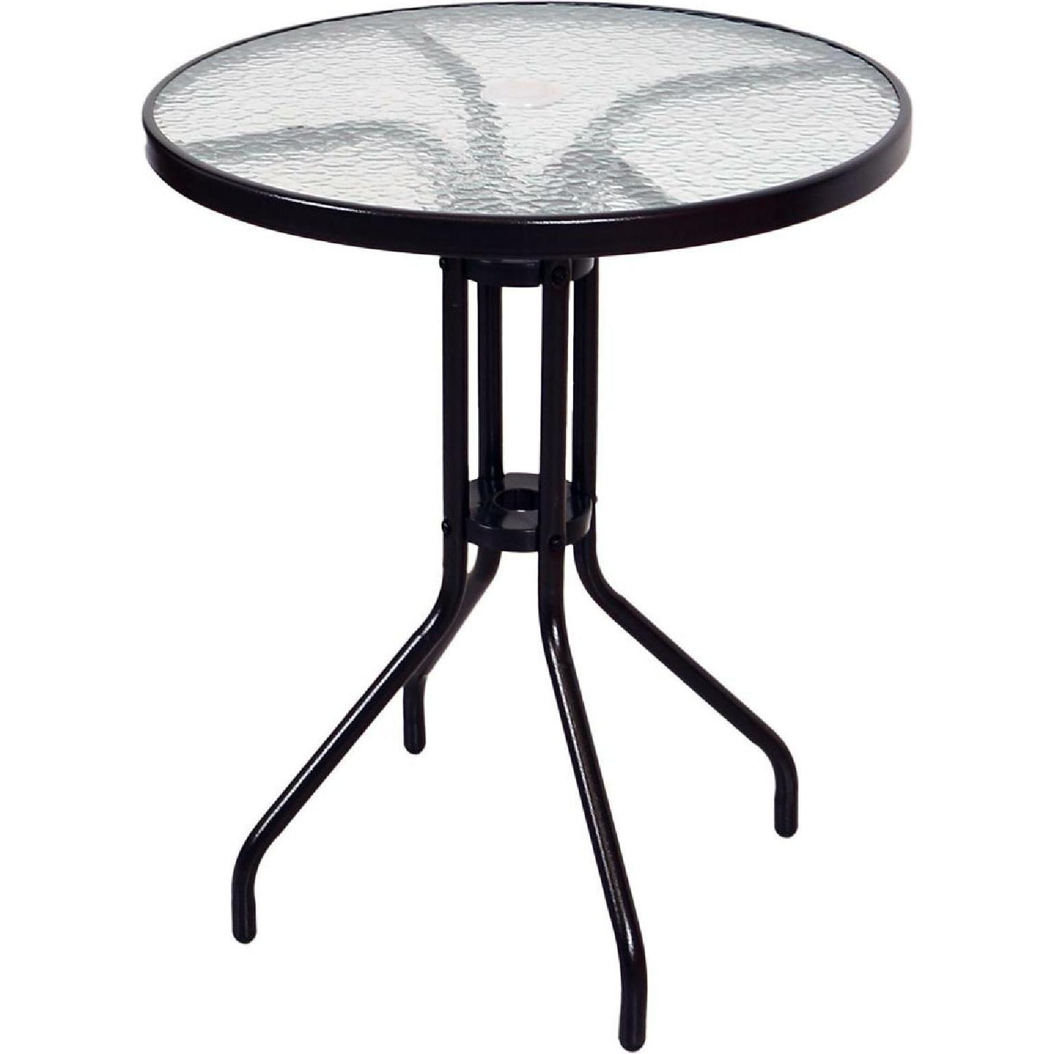 VCM, Gartentisch + Balkontisch, Bistrotisch mit Glasplatte und Schirmloch Glastisch Gartentisch Terrassentisch (60 cm)