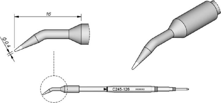 Actual product image JBC Soldering tip series C245, round shape, C245126/Ø 0.4 mm, curved (Soldering tip)