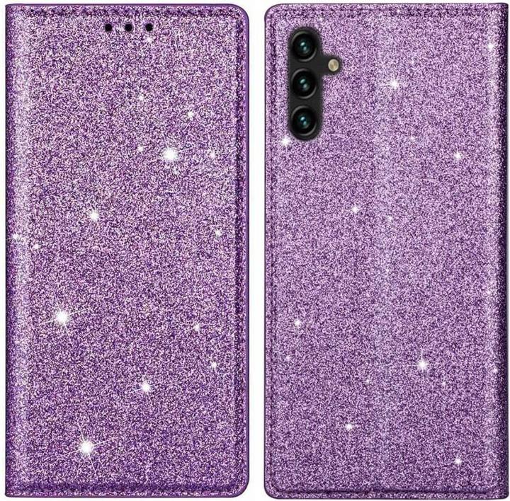 Actual product image Cover-Discount Galaxy A14 - Flip Case Glitter purple (Samsung Galaxy A14)