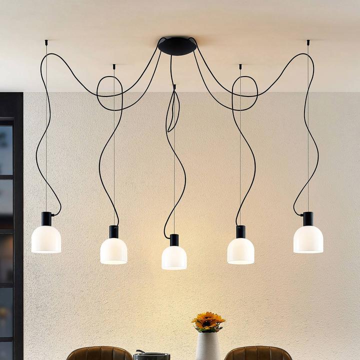 Produktbild Lucande Serina 5 Pendelleuchte Black/Opal (E27)